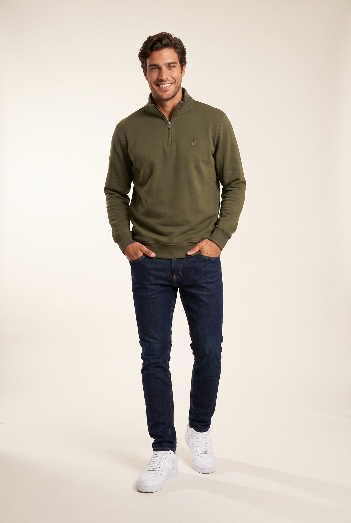 Dik Yaka Nakışlı Selanik Sweat (6213)