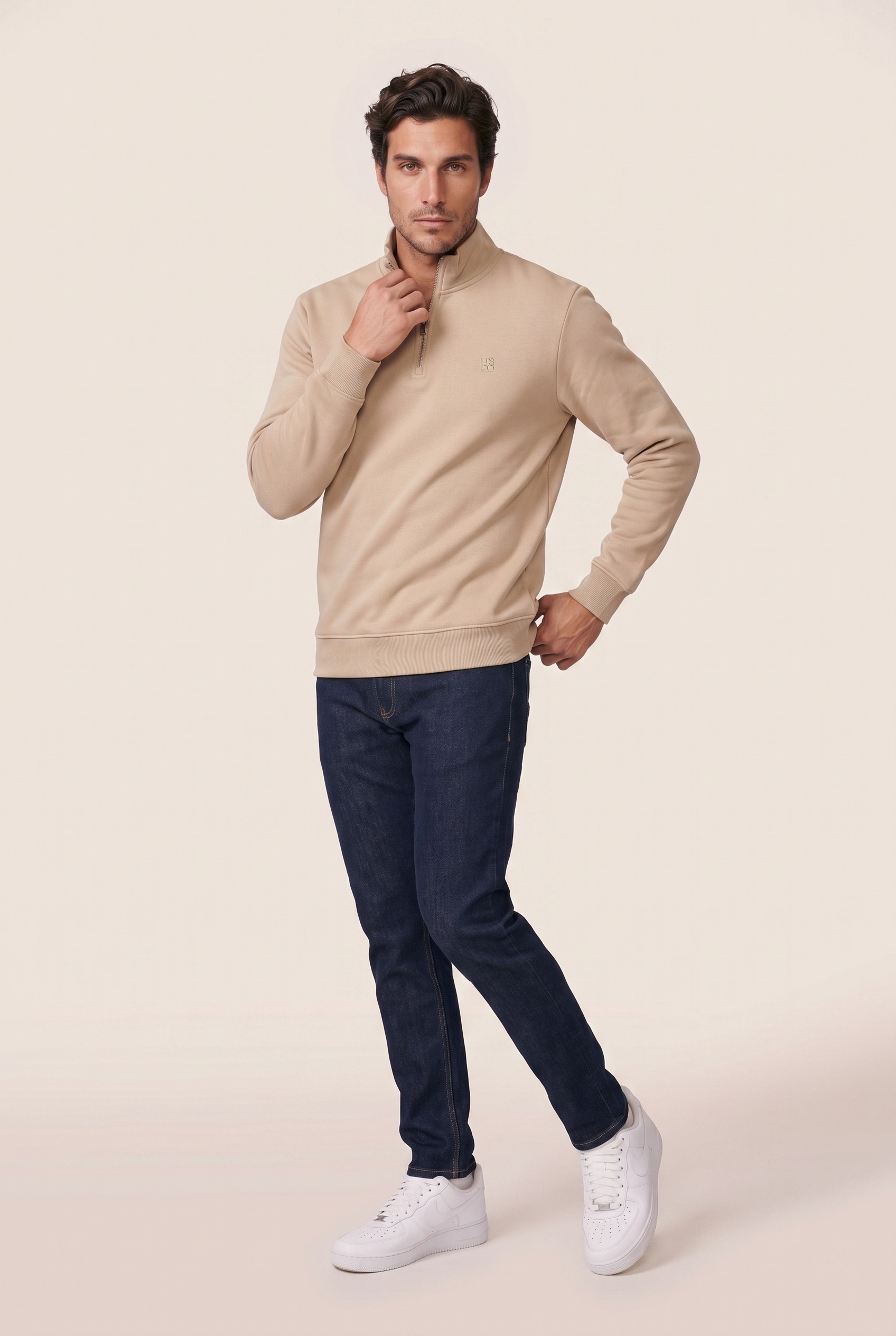 Dik Yaka Nakışlı Selanik Sweat (6213)