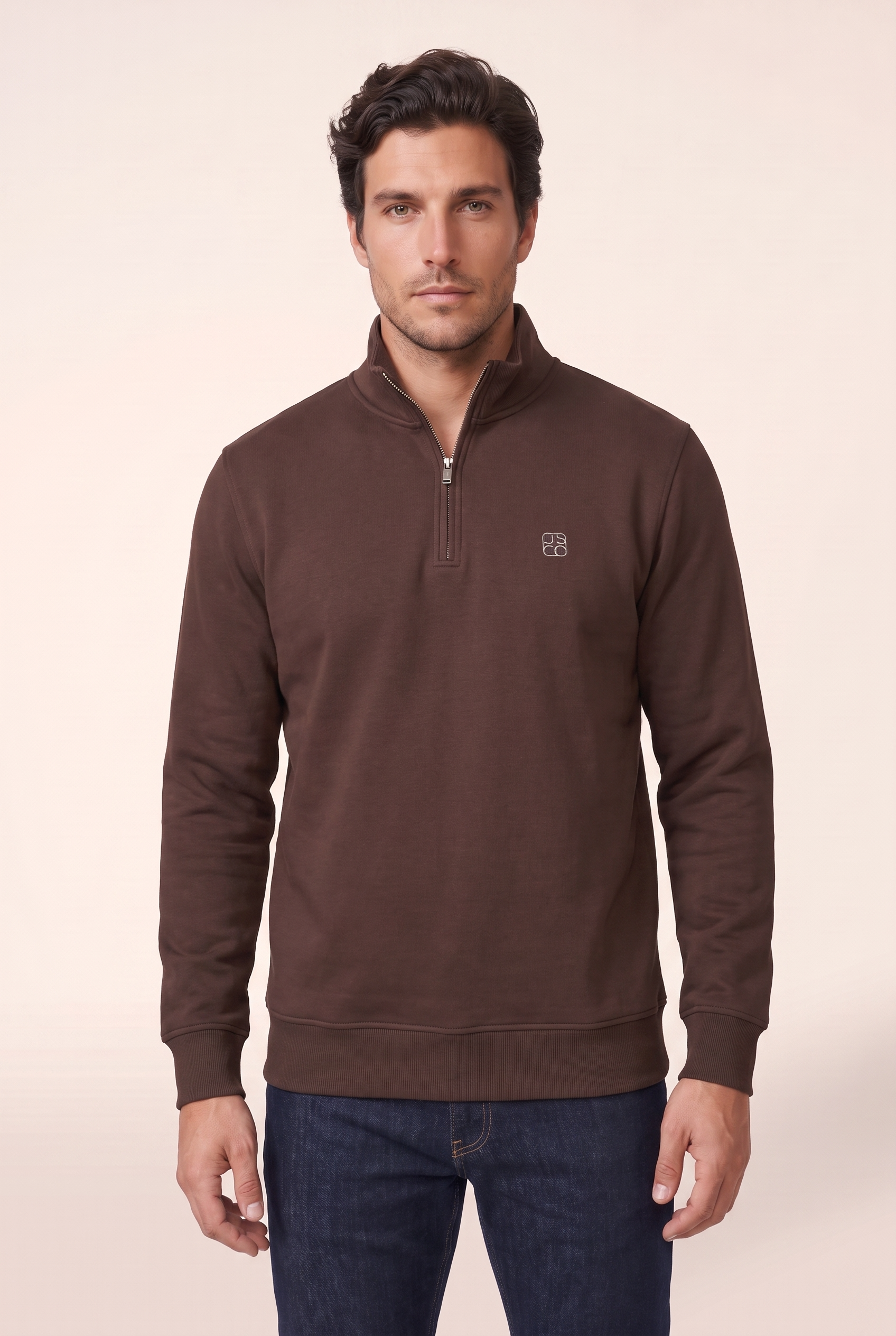 Dik Yaka Nakışlı Selanik Sweat (6213)