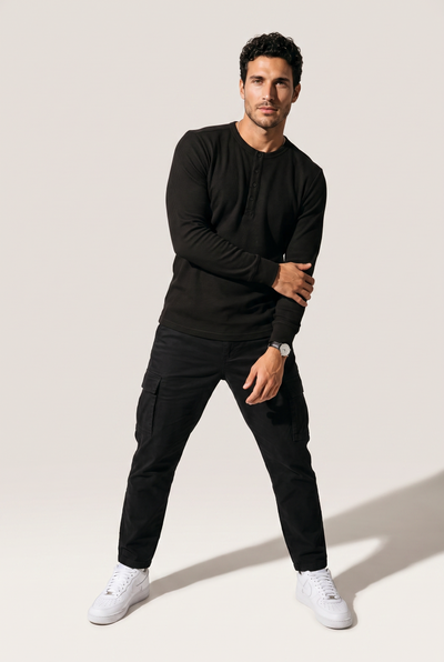 Düğmeli Yaka Waffle Sweatshirt (6211)
