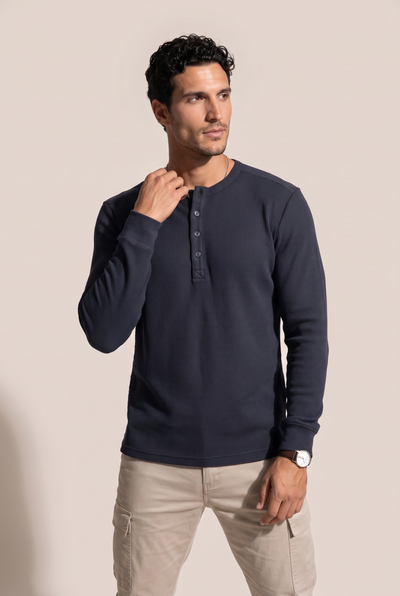 Düğmeli Yaka Waffle Sweatshirt (6211)
