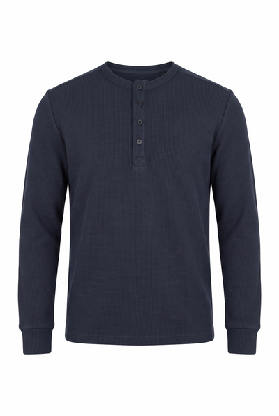 Düğmeli Yaka Waffle Sweatshirt (6211)