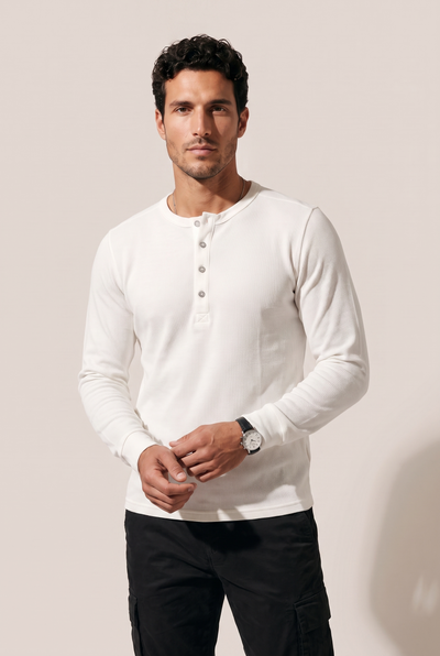 Düğmeli Yaka Waffle Sweatshirt (6211)
