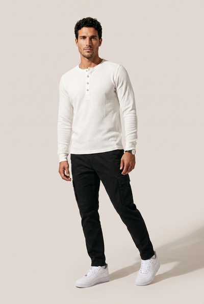 Düğmeli Yaka Waffle Sweatshirt (6211)