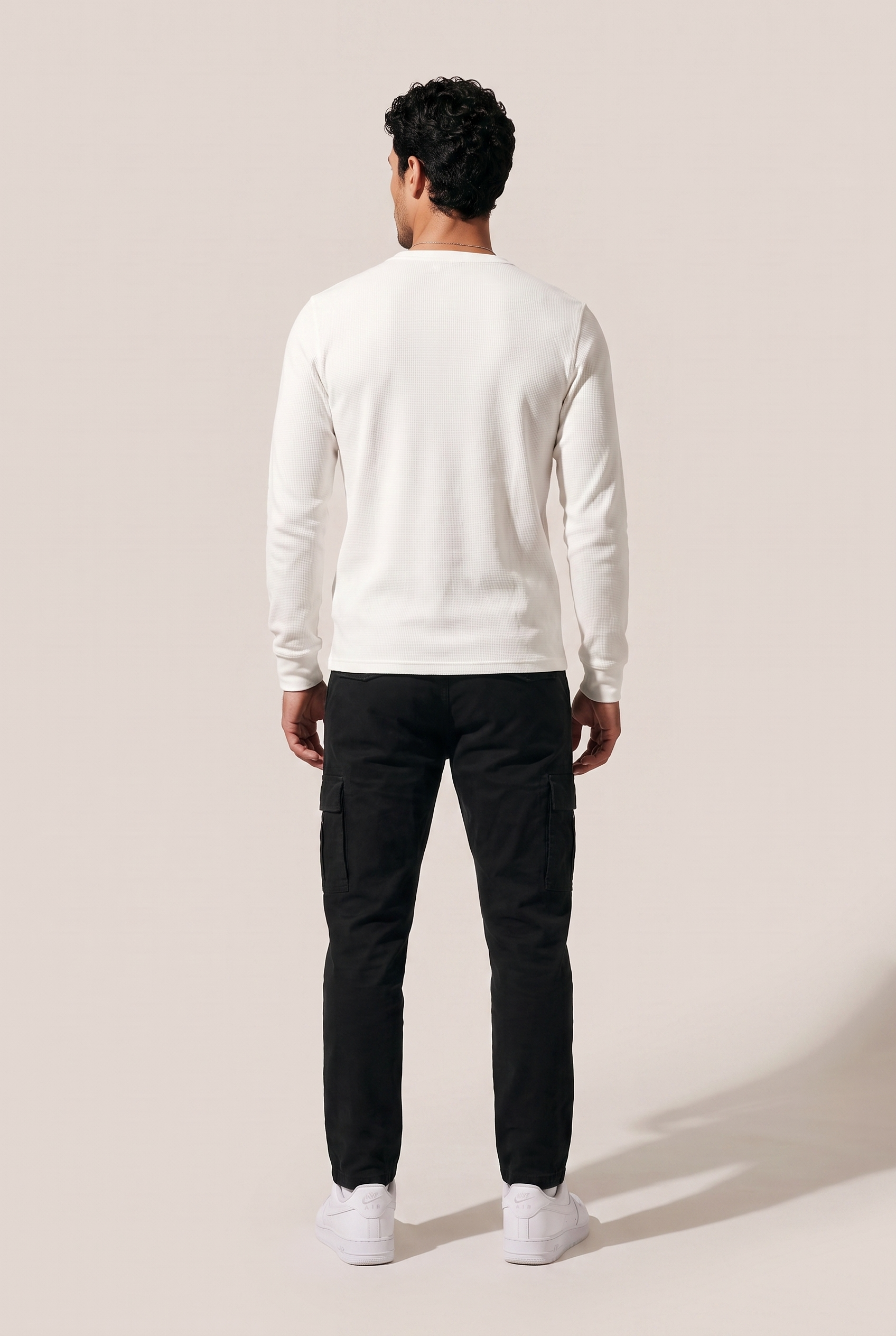 Düğmeli Yaka Waffle Sweatshirt (6211)
