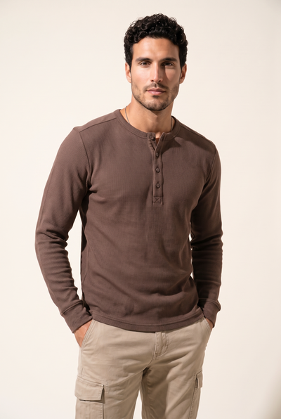 Düğmeli Yaka Waffle Sweatshirt (6211)