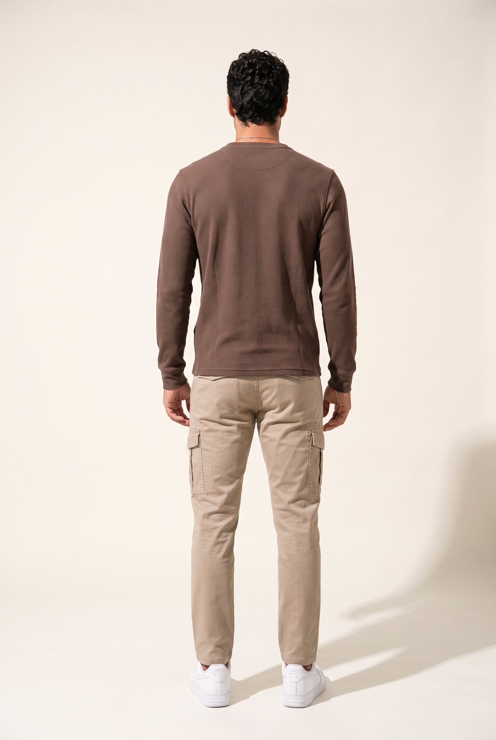 Düğmeli Yaka Waffle Sweatshirt (6211)