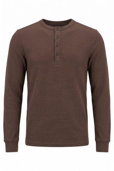 Düğmeli Yaka Waffle Sweatshirt (6211)