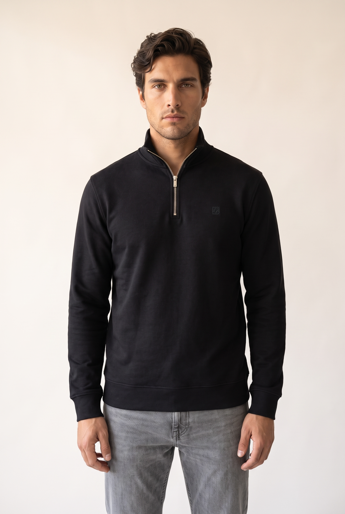 Dik Yaka Nakışlı Selanik Sweat (6213)