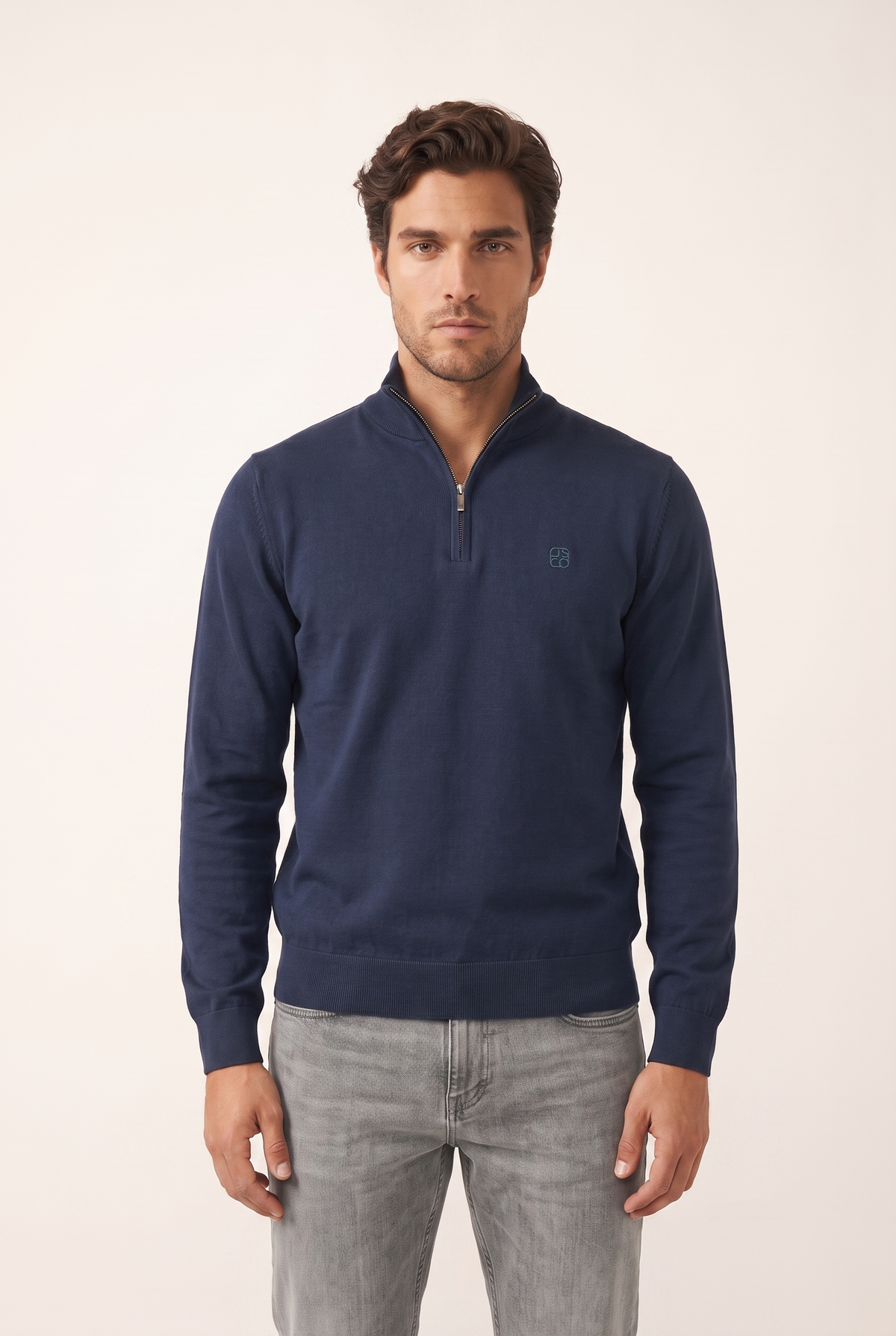 Dik Yaka Nakışlı Selanik Sweat (6213)