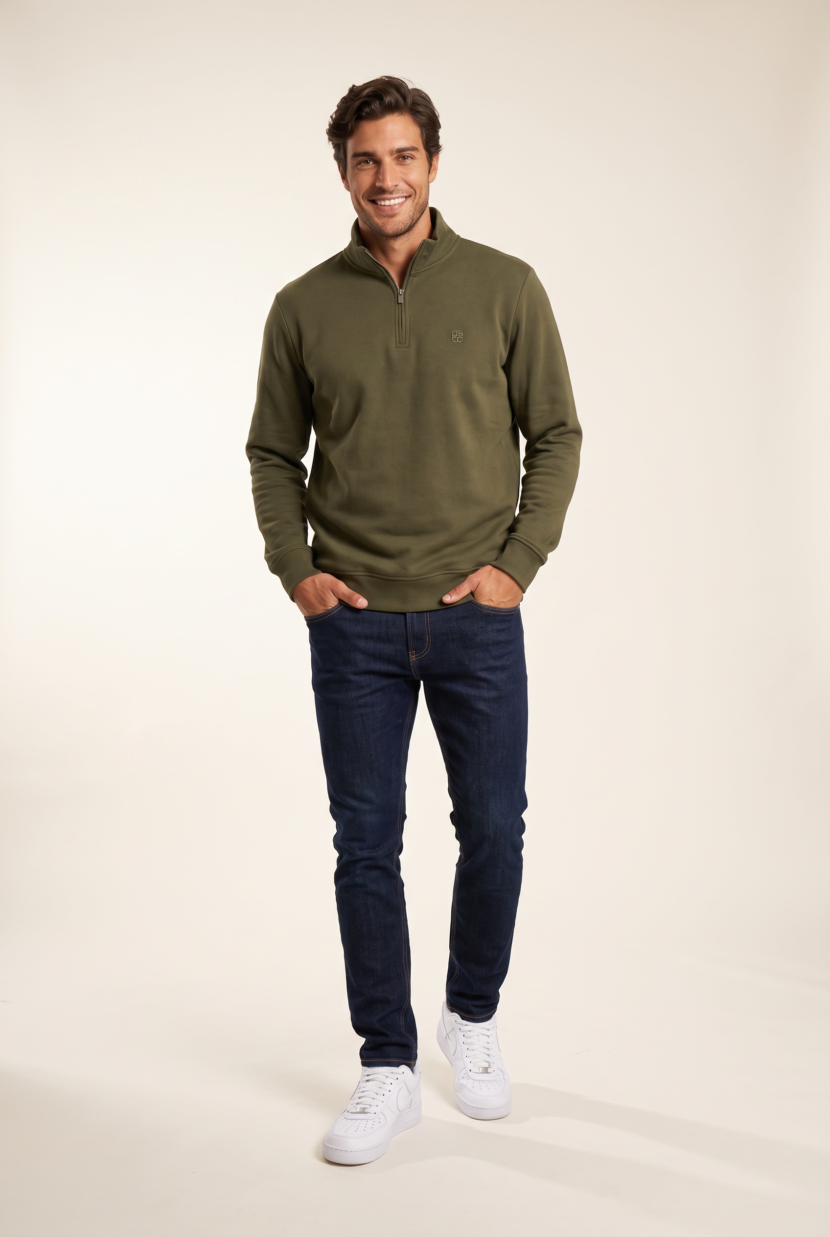 Dik Yaka Nakışlı Selanik Sweat (6213)