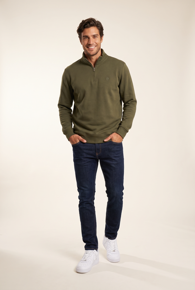 Dik Yaka Nakışlı Selanik Sweat (6213)