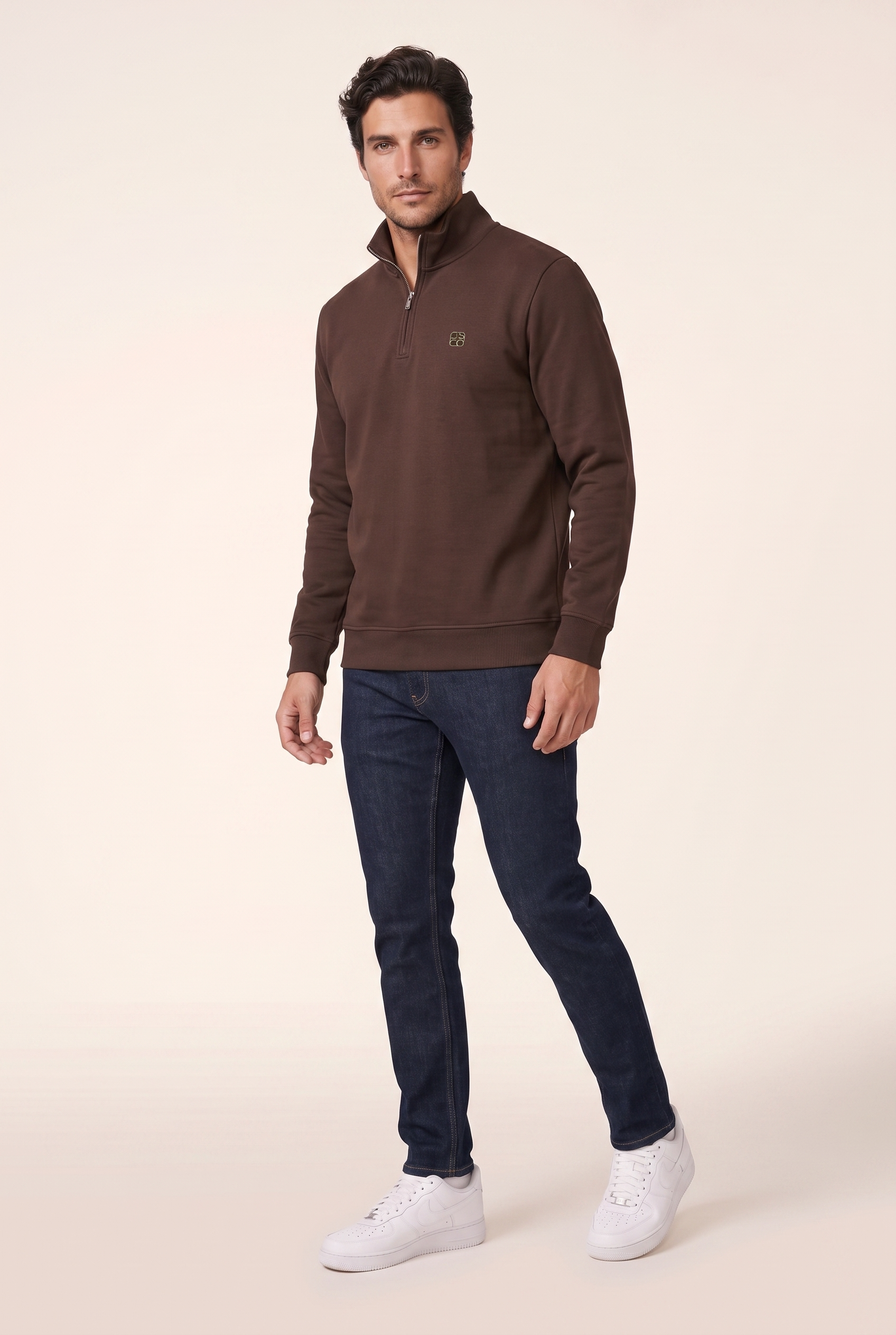 Dik Yaka Nakışlı Selanik Sweat (6213)