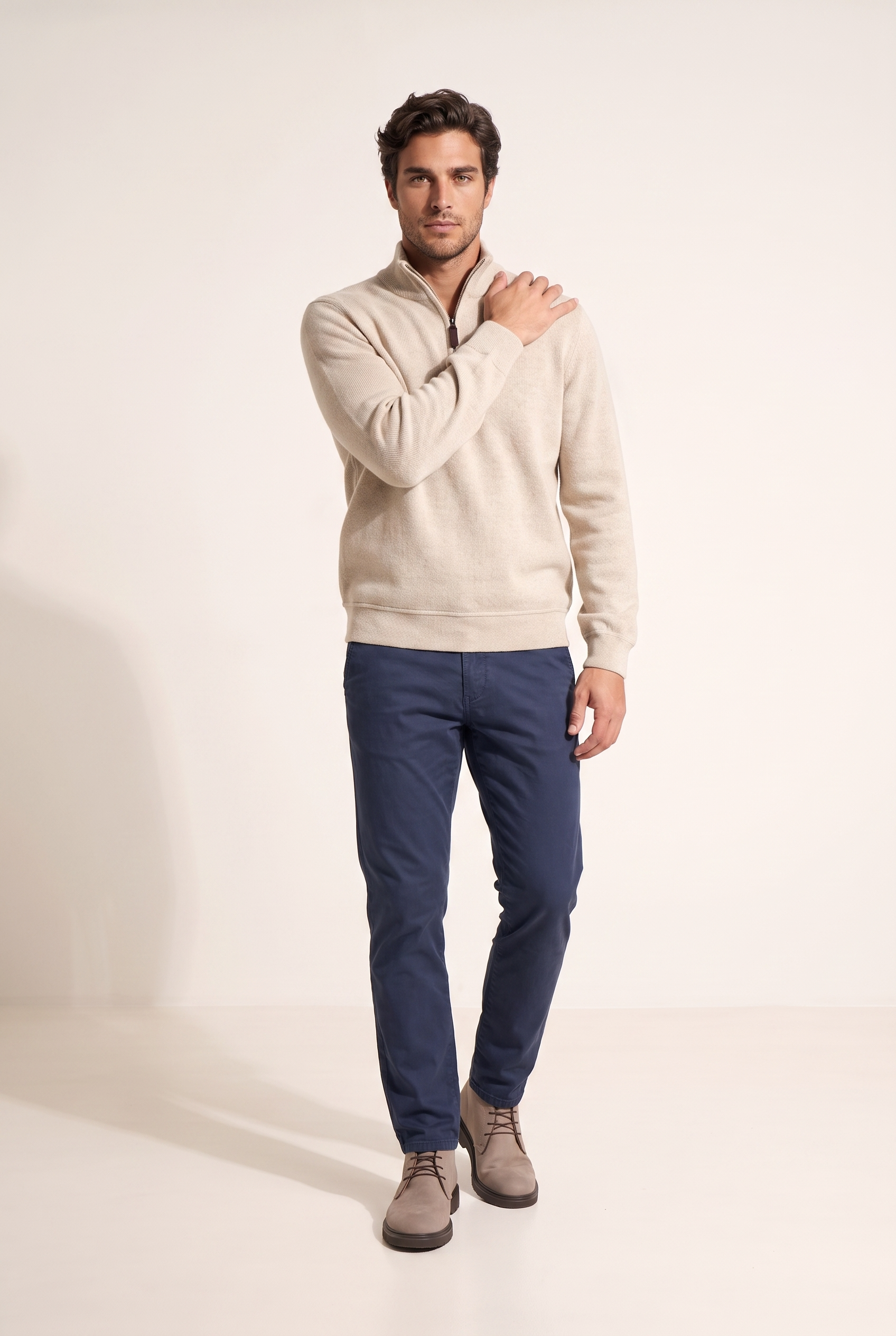 Dik Yaka Fermuarlı Muline Selanik Sweat (6228)