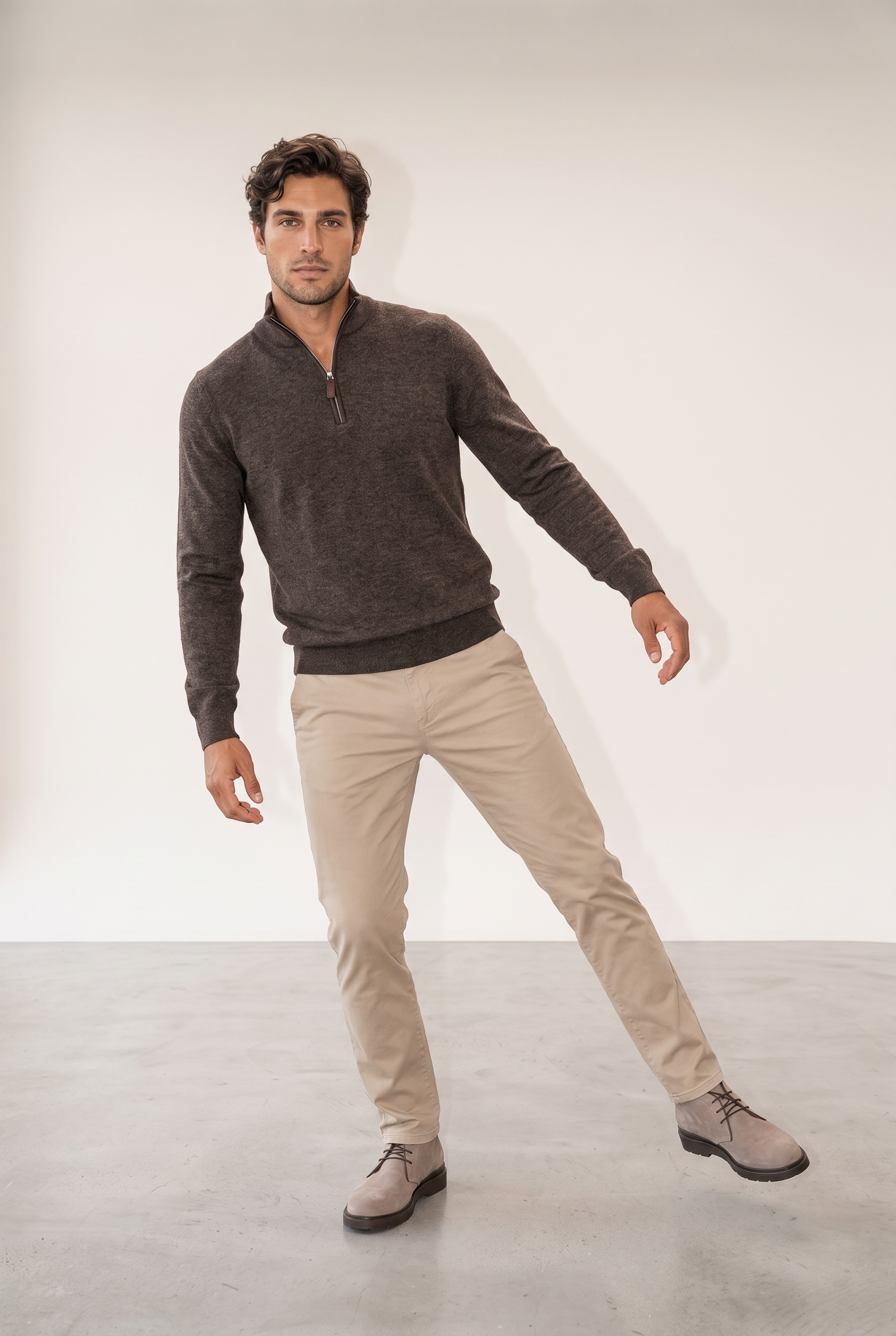 Dik Yaka Fermuarlı Muline Selanik Sweat (6228)