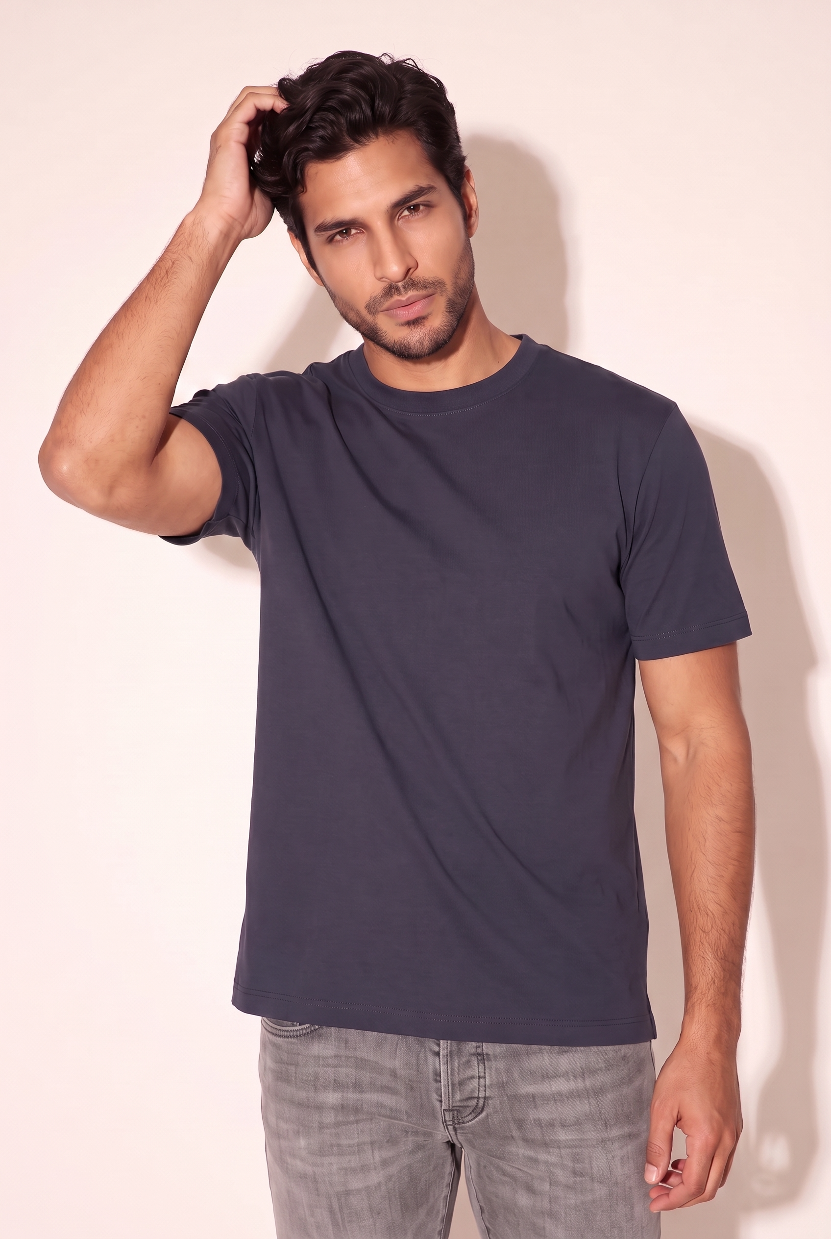 0 Yaka Fırçalı 2 İplik T-Shirt (6226)