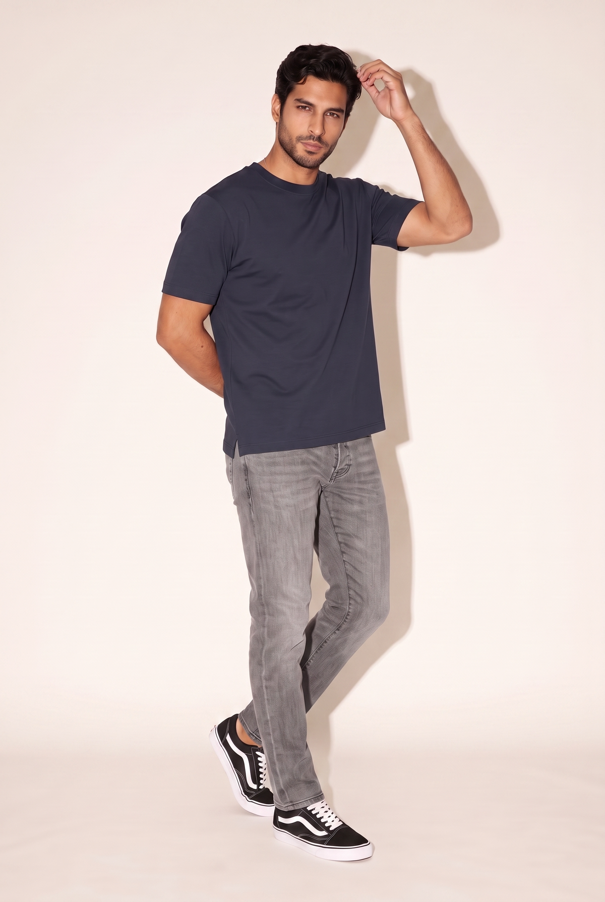 0 Yaka Fırçalı 2 İplik T-Shirt (6226)