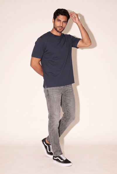 0 Yaka Fırçalı 2 İplik T-Shirt (6226)