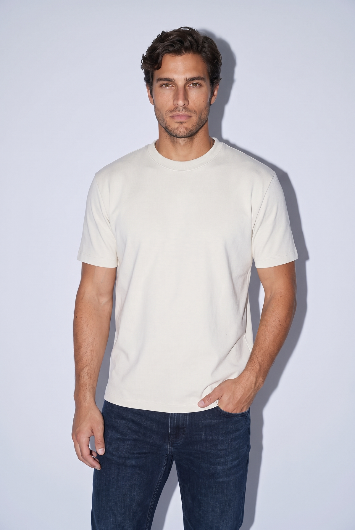 0 Yaka Fırçalı 2 İplik T-Shirt (6226)