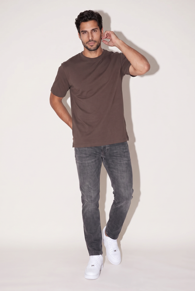 0 Yaka Fırçalı 2 İplik T-Shirt (6226)